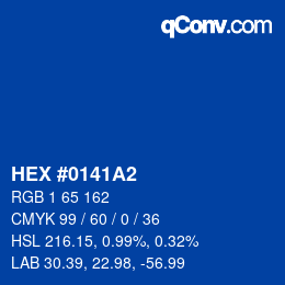 颜色代码: HEX #0141A2 | qconv.com