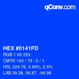 カラーコード: HEX #0141FD | qconv.com
