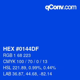 Color code: HEX #0144DF | qconv.com
