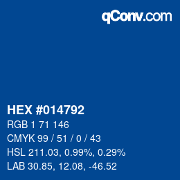 Color code: HEX #014792 | qconv.com