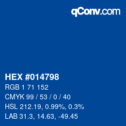 Color code: HEX #014798 | qconv.com