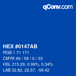 Color code: HEX #0147AB | qconv.com