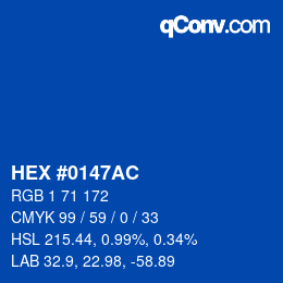 カラーコード: HEX #0147AC | qconv.com