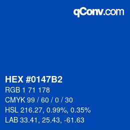 颜色代码: HEX #0147B2 | qconv.com
