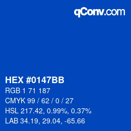 カラーコード: HEX #0147BB | qconv.com