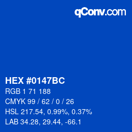 颜色代码: HEX #0147BC | qconv.com