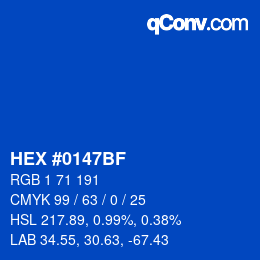 Color code: HEX #0147BF | qconv.com