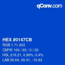 颜色代码: HEX #0147CB | qconv.com