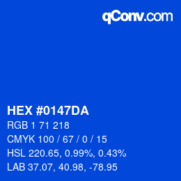Color code: HEX #0147DA | qconv.com