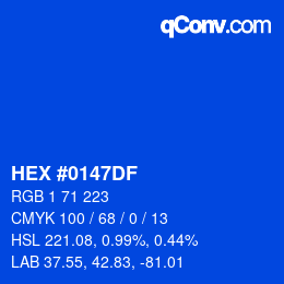 Color code: HEX #0147DF | qconv.com