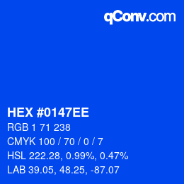 Color code: HEX #0147EE | qconv.com