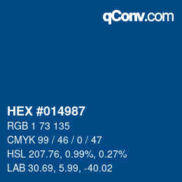 Color code: HEX #014987 | qconv.com
