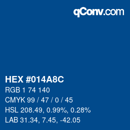 カラーコード: HEX #014A8C | qconv.com