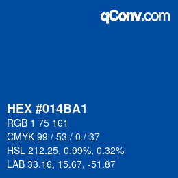 カラーコード: HEX #014BA1 | qconv.com