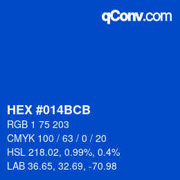 Color code: HEX #014BCB | qconv.com