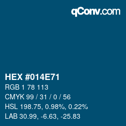 颜色代码: HEX #014E71 | qconv.com