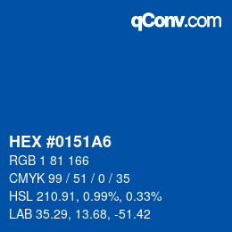 Color code: HEX #0151A6 | qconv.com