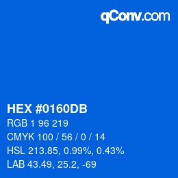 颜色代码: HEX #0160DB | qconv.com