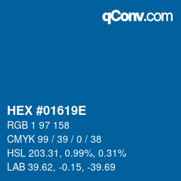 颜色代码: HEX #01619E | qconv.com