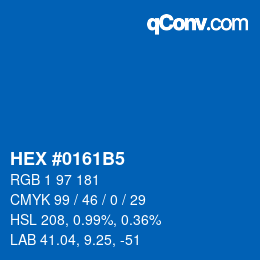 カラーコード: HEX #0161B5 | qconv.com