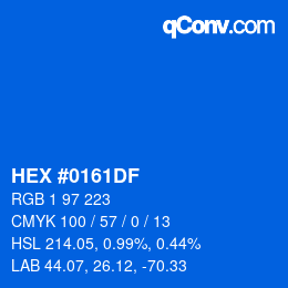 Color code: HEX #0161DF | qconv.com