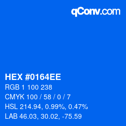 Color code: HEX #0164EE | qconv.com