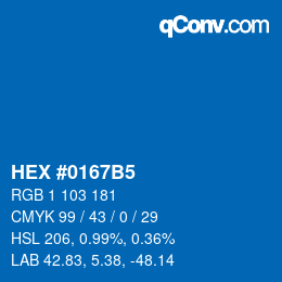 Color code: HEX #0167B5 | qconv.com