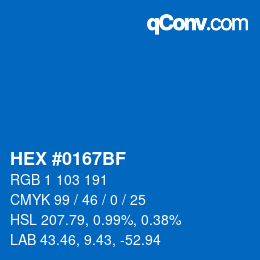 Color code: HEX #0167BF | qconv.com