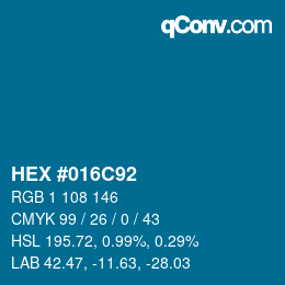 Color code: HEX #016C92 | qconv.com