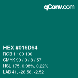 Color code: HEX #016D64 | qconv.com