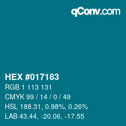 颜色代码: HEX #017183 | qconv.com
