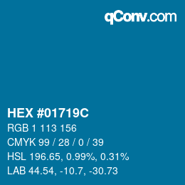Farbcode: HEX #01719C | qconv.com