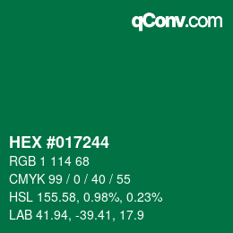 Farbcode: HEX #017244 | qconv.com