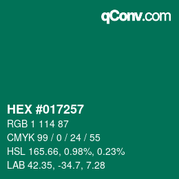 Color code: HEX #017257 | qconv.com