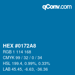 颜色代码: HEX #0172A8 | qconv.com