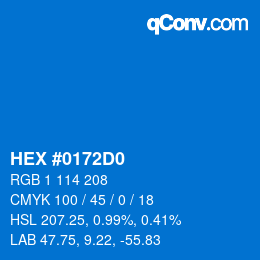 カラーコード: HEX #0172D0 | qconv.com