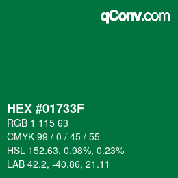 Color code: HEX #01733F | qconv.com