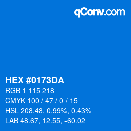 カラーコード: HEX #0173DA | qconv.com
