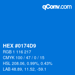 Color code: HEX #0174D9 | qconv.com