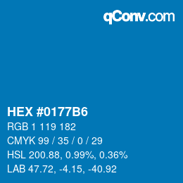 Color code: HEX #0177B6 | qconv.com