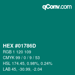 Color code: HEX #01786D | qconv.com