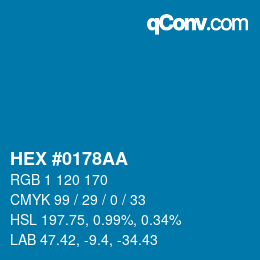 Color code: HEX #0178AA | qconv.com