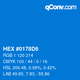 Color code: HEX #0178D6 | qconv.com