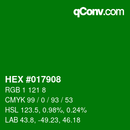 Color code: HEX #017908 | qconv.com
