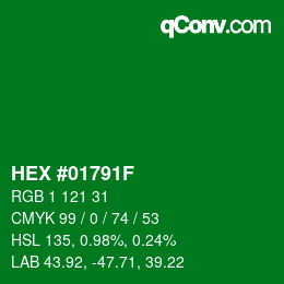 Color code: HEX #01791F | qconv.com