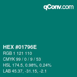 Color code: HEX #01796E | qconv.com