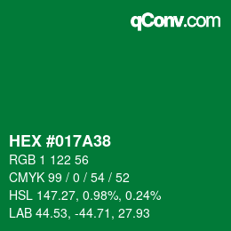 Color code: HEX #017A38 | qconv.com