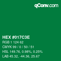 Color code: HEX #017C3E | qconv.com