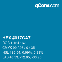 Color code: HEX #017CA7 | qconv.com