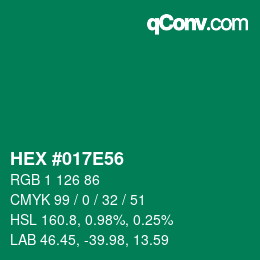 Color code: HEX #017E56 | qconv.com